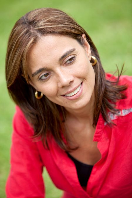 portrait of a beautiful female smiling outdoors