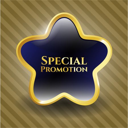 Special promotion blue gold border star.