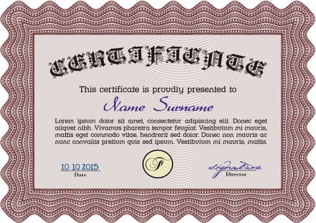 Red Vector certificate. Customizable, Easy to edit and change colors.