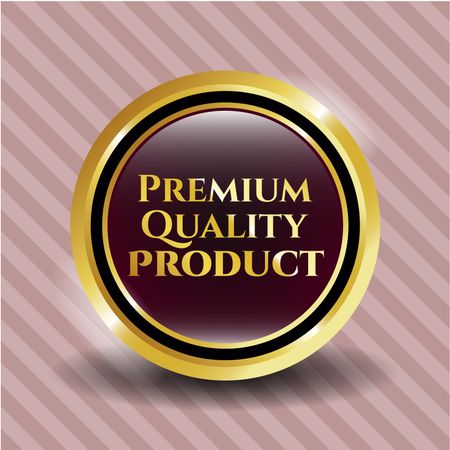 Premium Quality product gold shiny badge with pink background