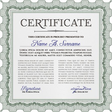 Green Certificate design. Vector pattern that is used in currency and diplomas
