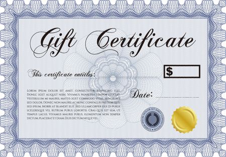Blue gift certificate template