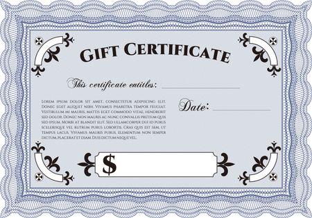 Blue Gift certificate template