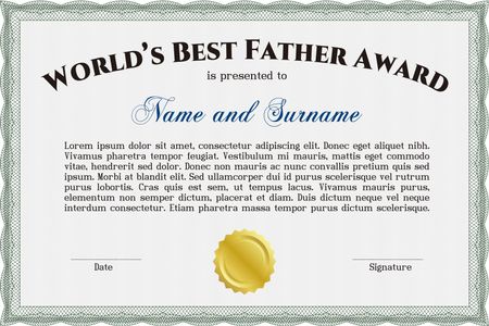 World's best father award template (green color)