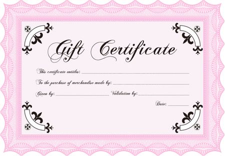 Gift certificate (pink color)