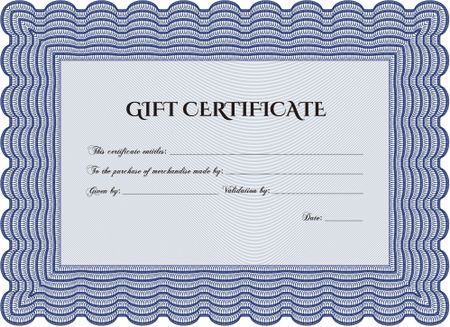 Nice blue isolated gift certificate template