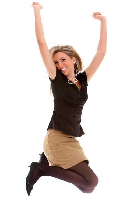 successful and very happy business woman isolated