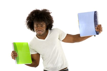 male student isolated over a white background