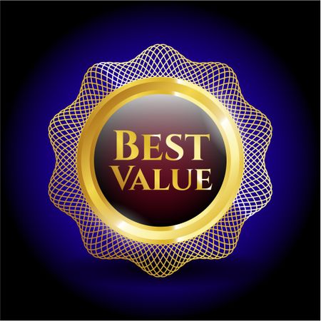 Best value gold shiny badge with blue background
