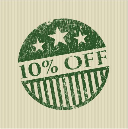 10% off green rubber stamp