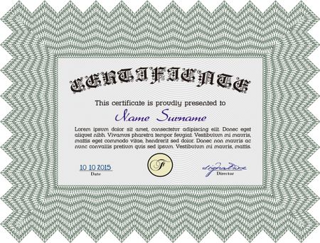 Diploma or certificate template. With guilloche pattern and background. Beauty design. Vector pattern that is used in money and certificate.