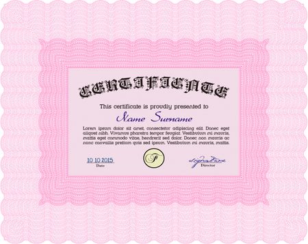 Certificate template or diploma template. Cordial design. Detailed.With great quality guilloche pattern. 
