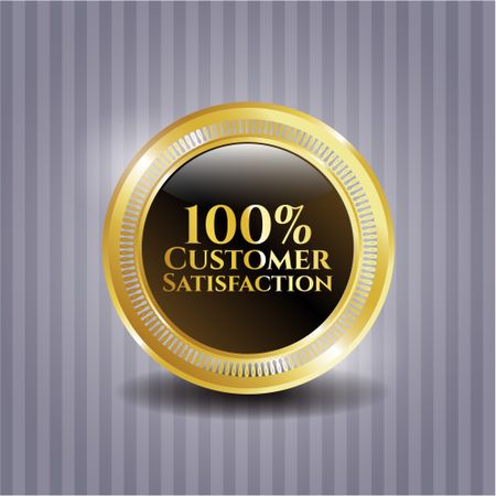 100% Customer satisfaction gold shiny medal