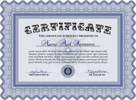 Certificate of achievement template. Elegant design. With complex linear background. Vector pattern that is used in currency and diplomas.