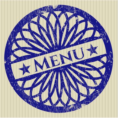 Blue menu grunge rubber stamp