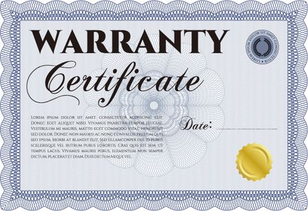 Blue warranty certificate