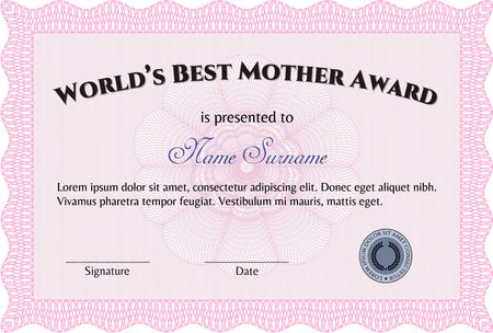 Pink world's best mother award template