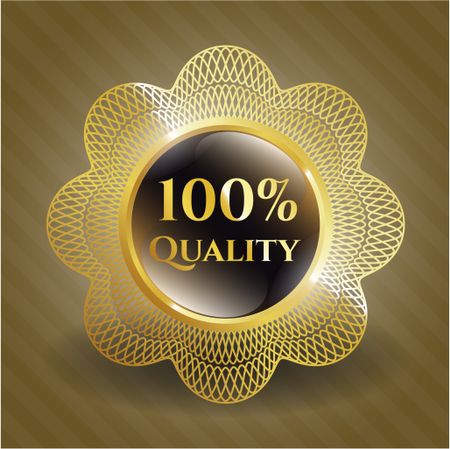 100% Quality gold shiny badge with brown background