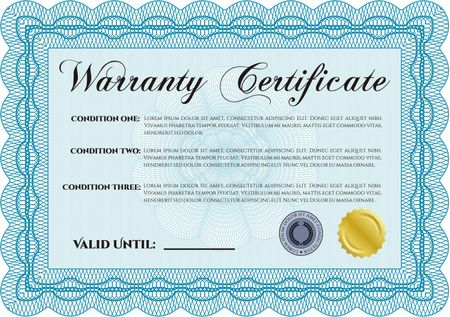 Sky blue warranty certificate template