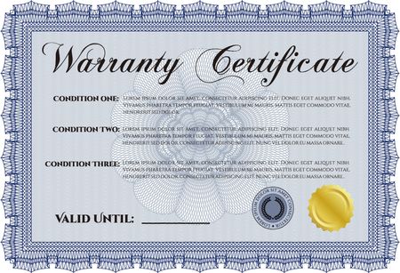 Blue warranty certificate template