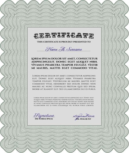 Certificate template. Vector certificate template.Lovely design. With complex background. 