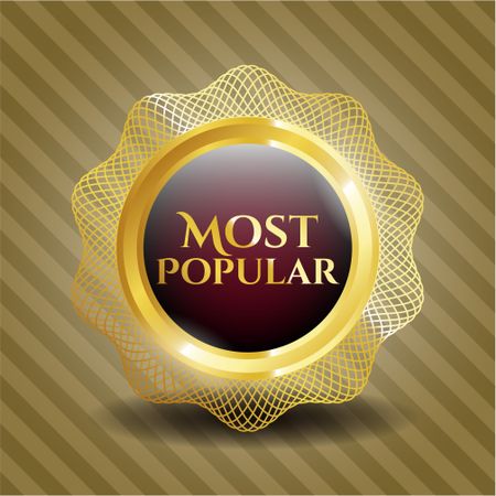 Most popular gold shiny badge with complex border design