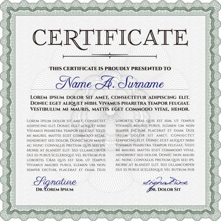 Certificate template. Vector pattern that is used in money and certificate.With complex background. Complex design. 
