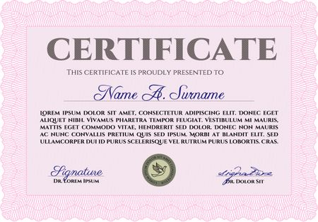 Diploma template or certificate template. Frame certificate template Vector.With quality background. Cordial design. 