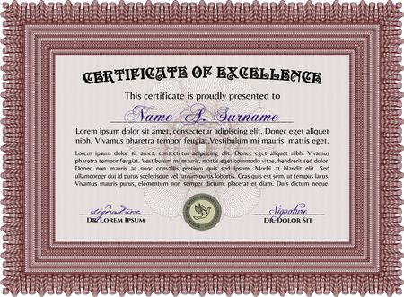 Sample Certificate. Modern design. Complex background. Frame certificate template Vector.
