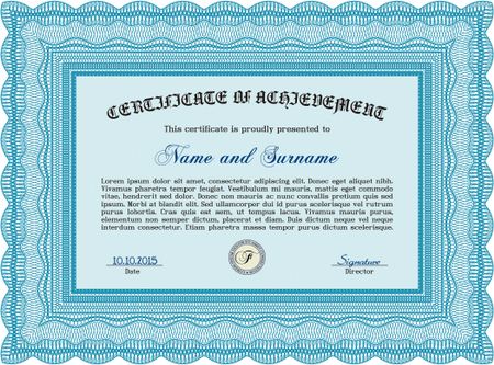 Certificate or diploma template. Cordial design. With complex background. Frame certificate template Vector.