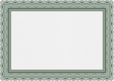 Diploma template or certificate template. With great quality guilloche pattern. Superior design. Border, frame.