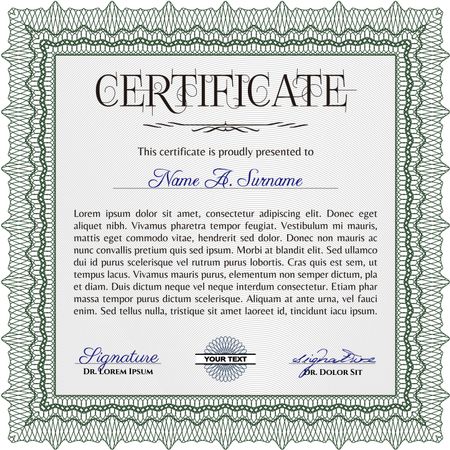 Certificate of achievement. Vector pattern that is used in currency and diplomas.With complex linear background. Good design. 
