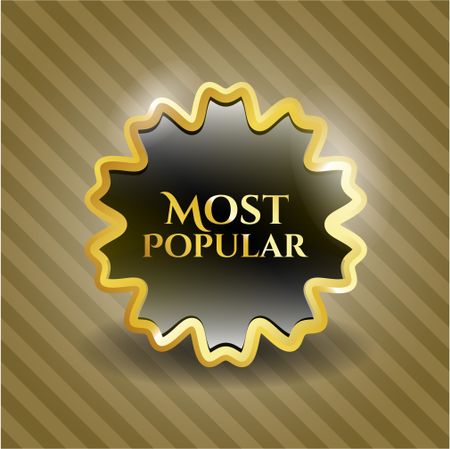 Most popular gold shiny badge with brown background