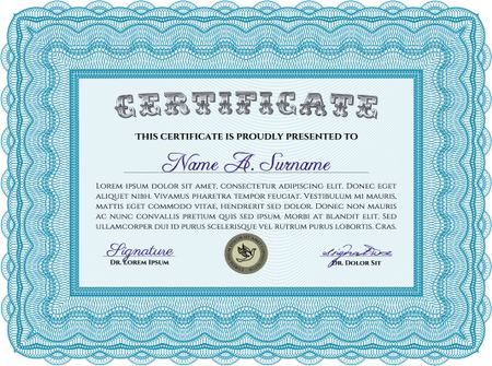 Certificate template. Border, frame.With guilloche pattern. Artistry design. 