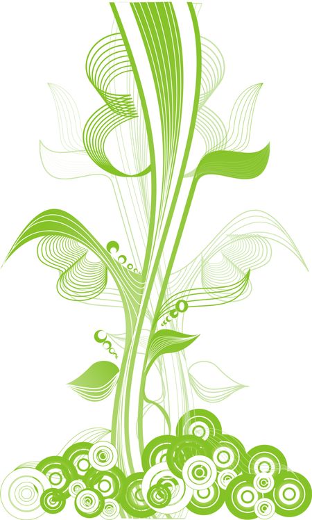 Tall green abstract plant isolated over a white background