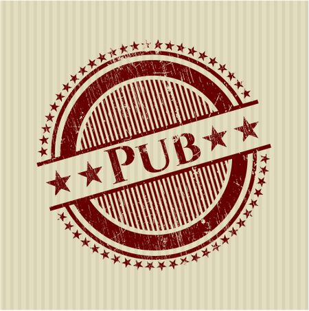 Red pub rubber grunge stamp