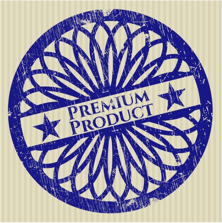 Premium product blue rubber stamp