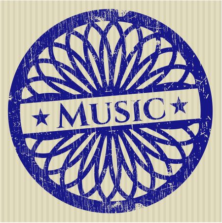 Music blue rubber stamp