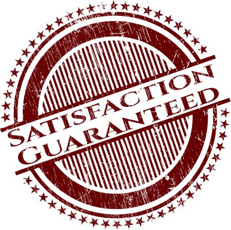 Satisfaction guaranteed red rubber grunge stamp