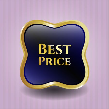 Best price blue shiny badge with gold border