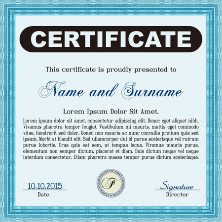 Certificate of achievement. Superior design. Easy to print. Diploma of completion.