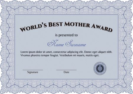 Blue world's best mother award template