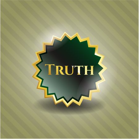 Truth gold shiny badge with green background