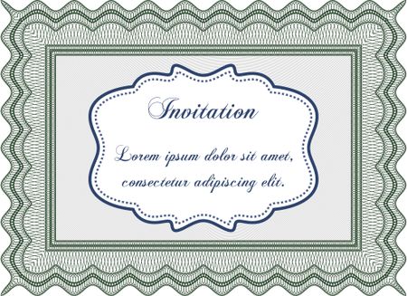 Vintage invitation template. Detailed.With guilloche pattern and background. Superior design. 