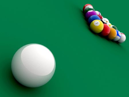 billiard pool balls in perspective made in 3d