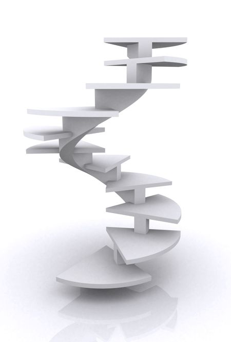corporate ladder illustration made in 3d over a white background