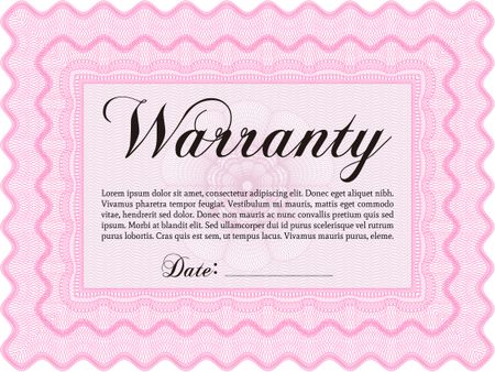 Sample Warranty certificate. Very Customizable. With complex background. Complex border.