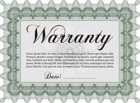 Sample Warranty. Very Detailed. Easy to print. Complex border. 