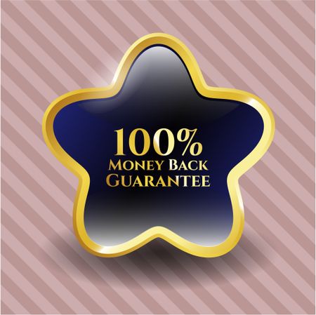 100% Money back guarantee blue shiny star