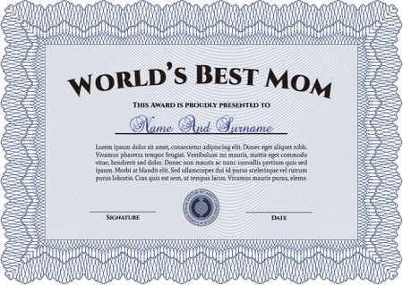 Blue template; world's best mom award